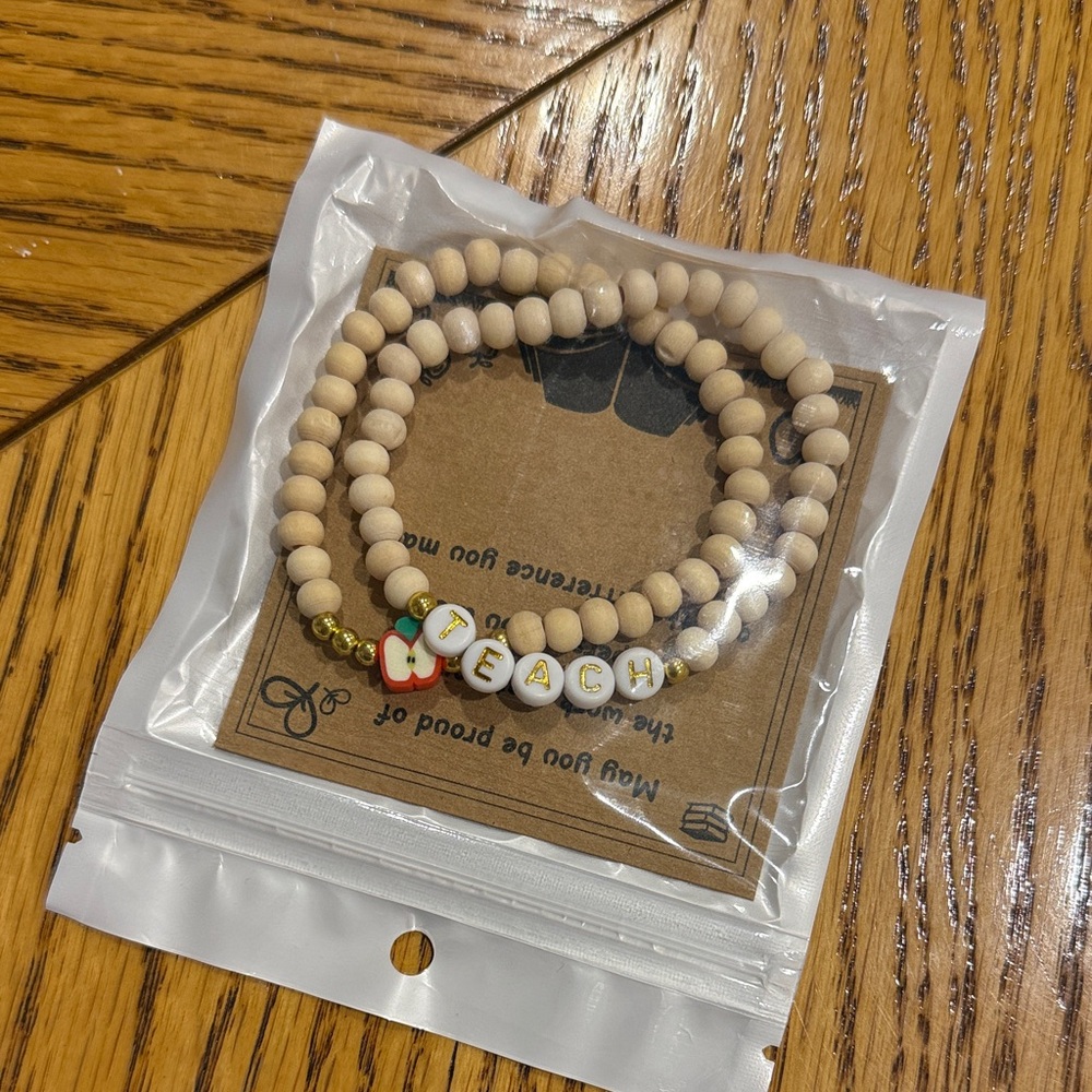 Teach & Apple Beaded Bracelet